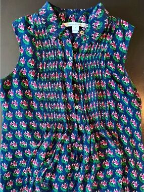 Diane Von Furstenberg Navy Floral Button-Front Top